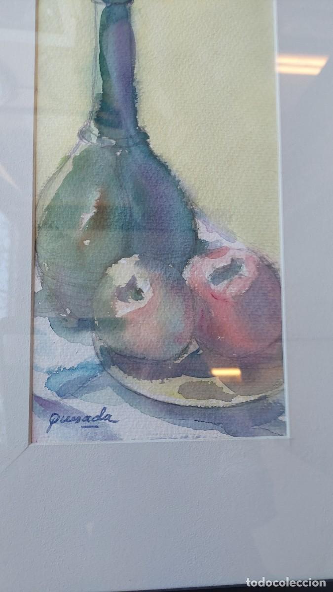 Arte: Quesada Bodeg&oacute;n botella y manzanas acuarela - Foto 2