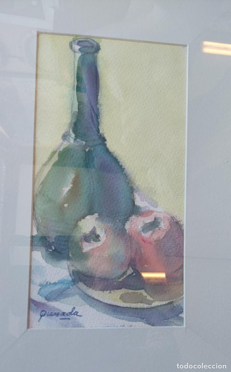 Arte: Quesada Bodeg&oacute;n botella y manzanas acuarela - Foto 3