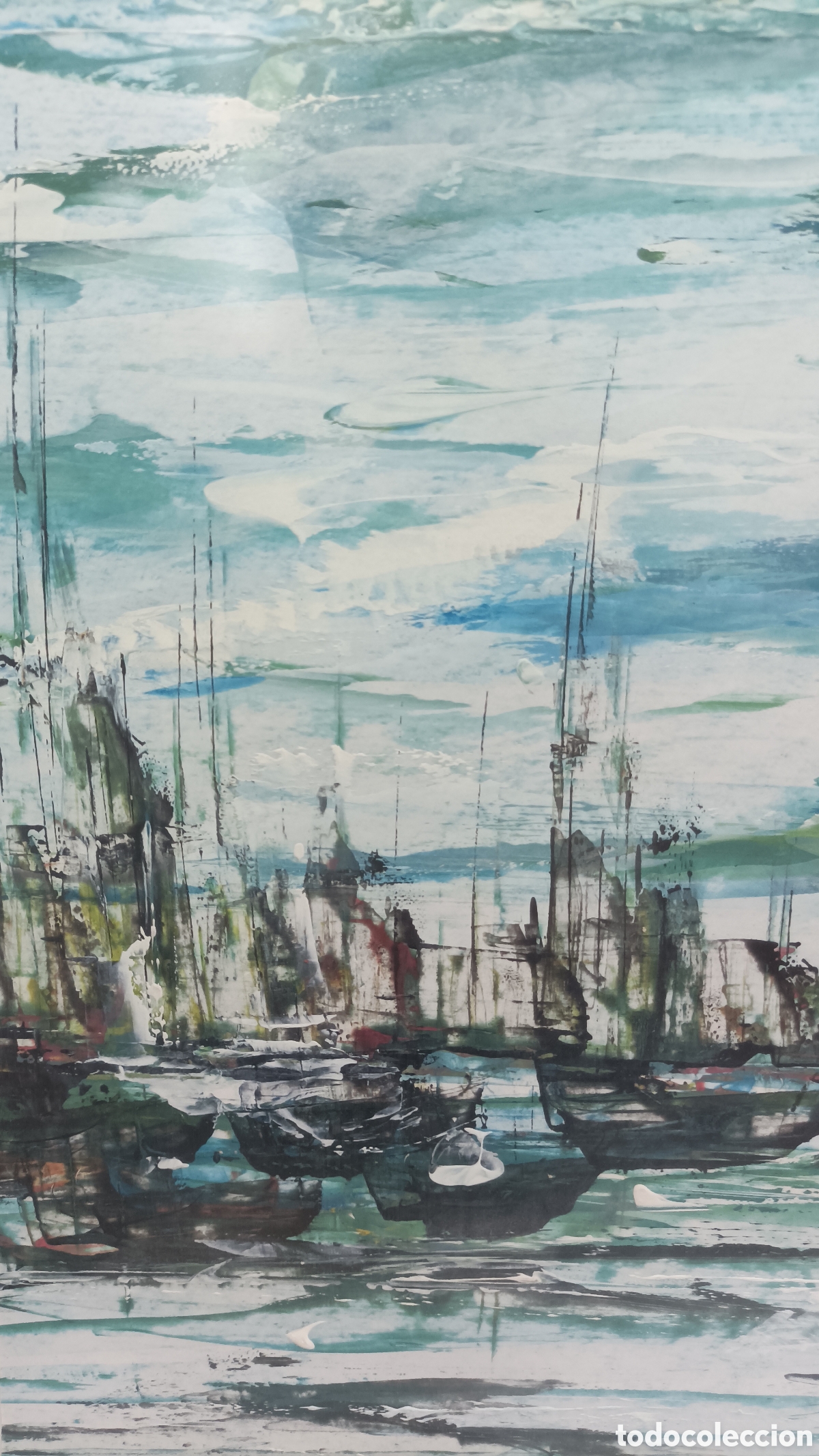 Arte: Cuadro acuarela mar con barcas - Foto 4