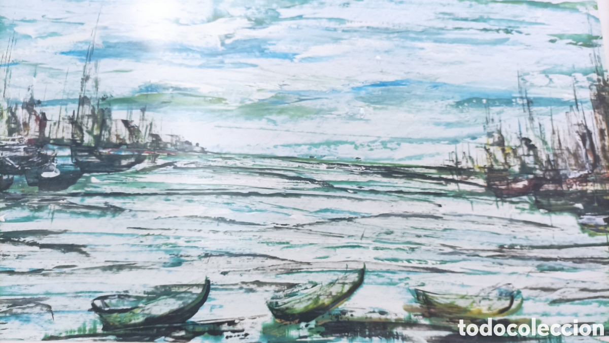 Arte: Cuadro acuarela mar con barcas - Foto 6