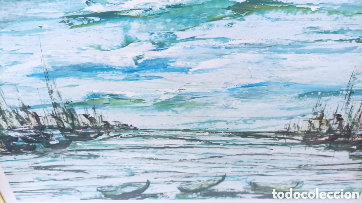 Arte: Cuadro acuarela mar con barcas - Foto 7