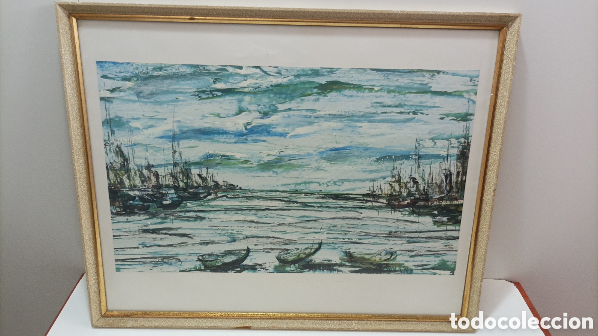 Arte: Cuadro acuarela mar con barcas - Foto 1