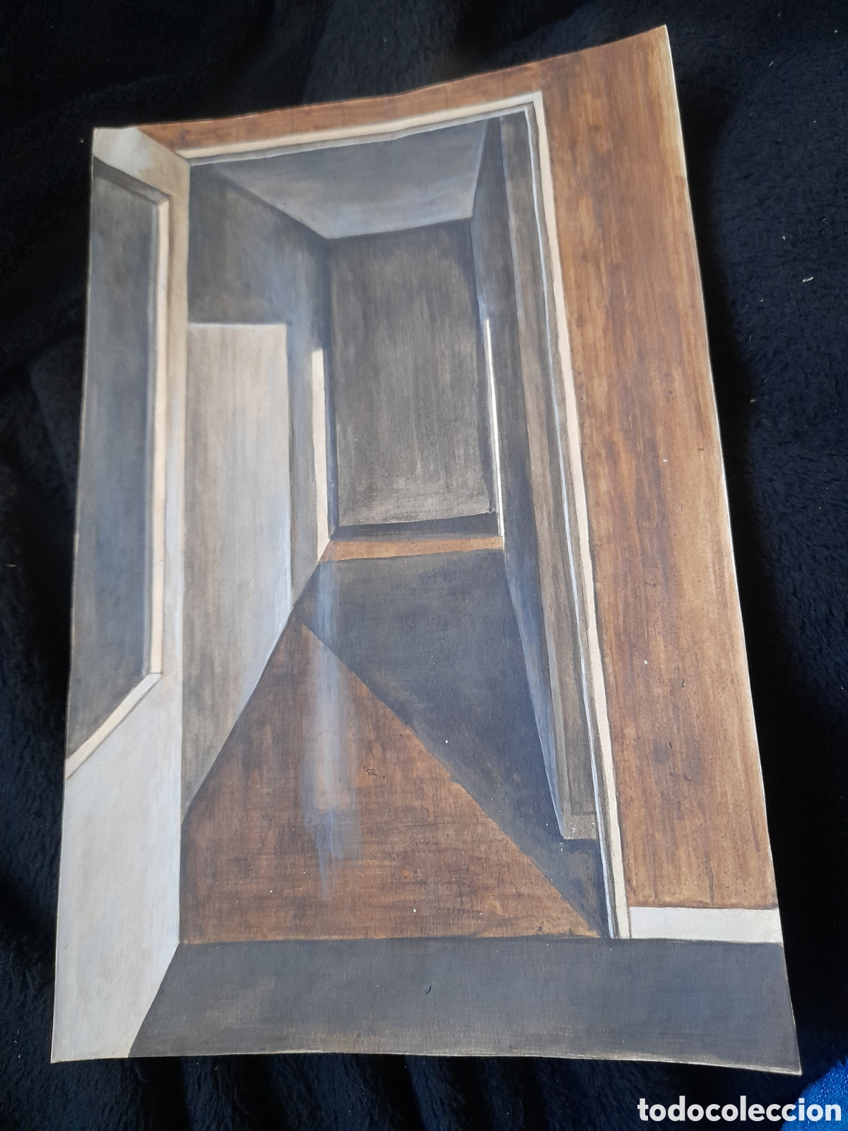 Arte: Composici&oacute;n al guache, mide 28x18,5cm - Foto 1