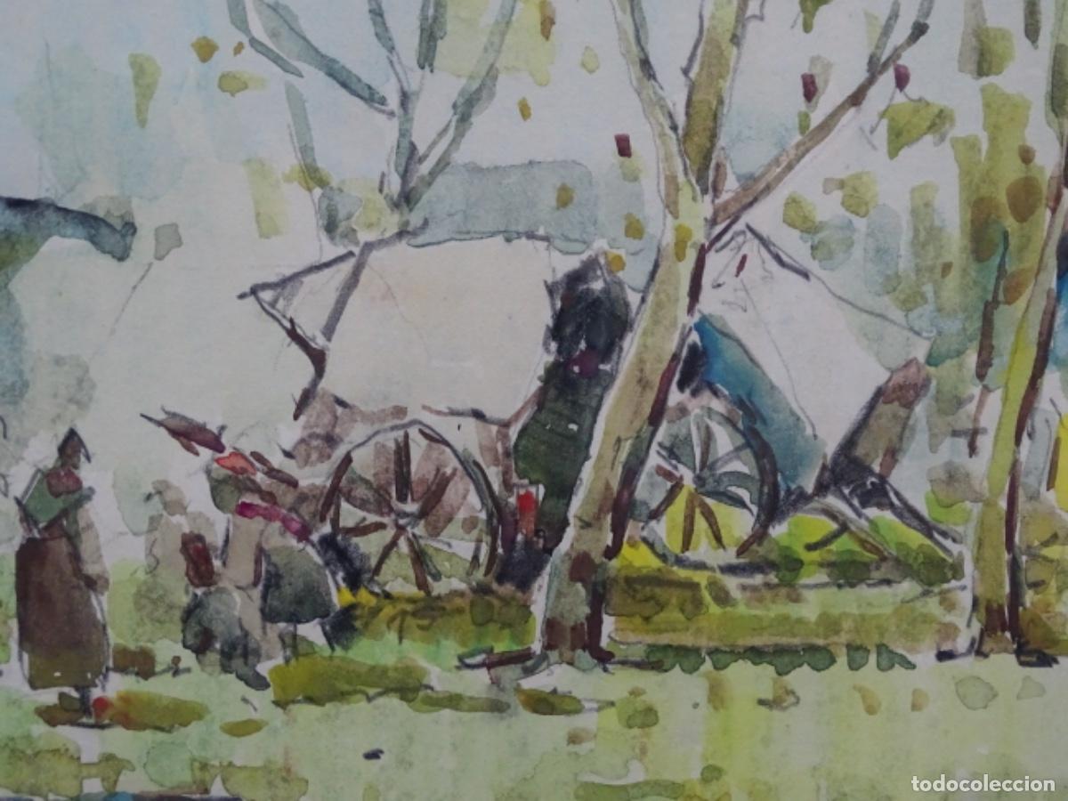 Arte: ACUARELA DE ZAMORA MU&Ntilde;OZ. CAMPAMENTO GITANO. - Foto 6
