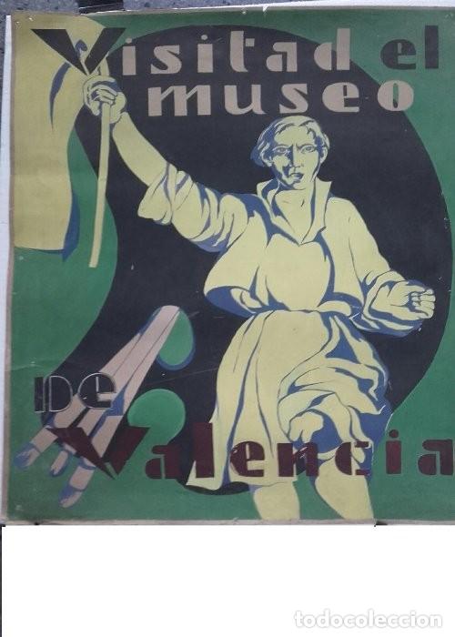 Arte: cartel original VISITAD EL MUSEO DE VALENCIA entelado, ejemplar &uacute;nico