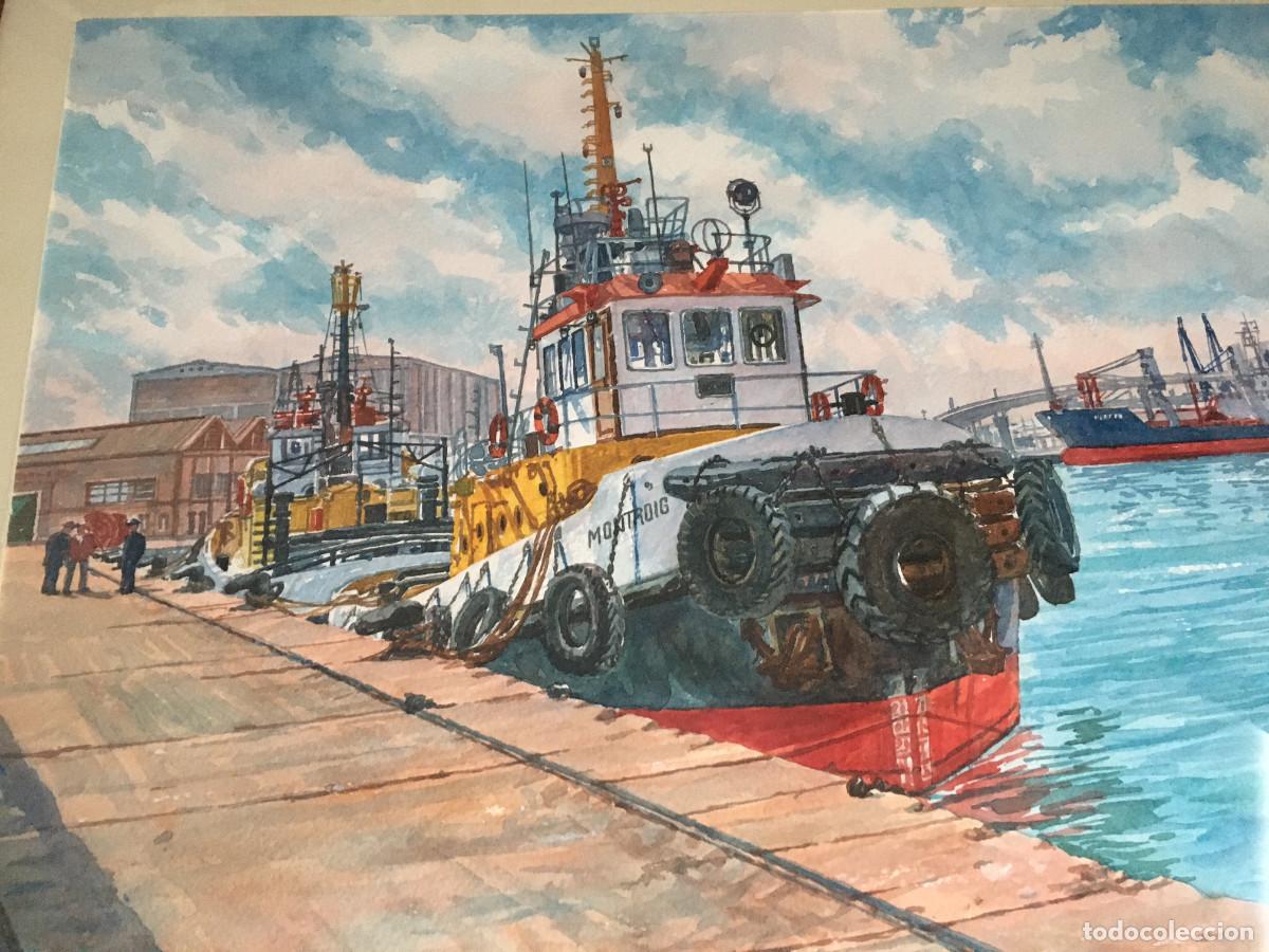 Arte: barcos en el puerto acuarela - Foto 2