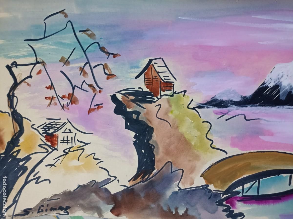 Arte: Motivos chinos. Acuarela de Soledad G&oacute;mez. 30x105. Sobre cartulina. Ver fotos