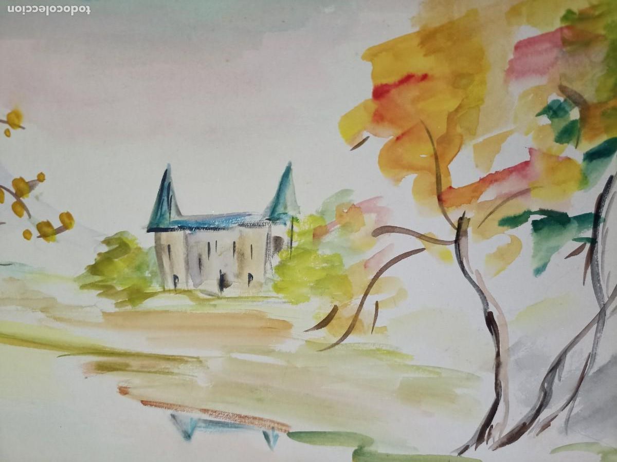 Arte: Paisaje con Palacio. Acuarela de Soledad G&oacute;mez. 20x100. Sobre cartulina. Ver fotos