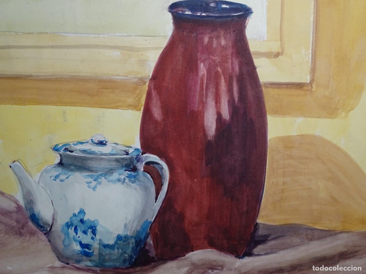 Arte: GRAN ACUARELA AN&Oacute;NIMA. BODEGON. 50x42 CM. - Foto 2