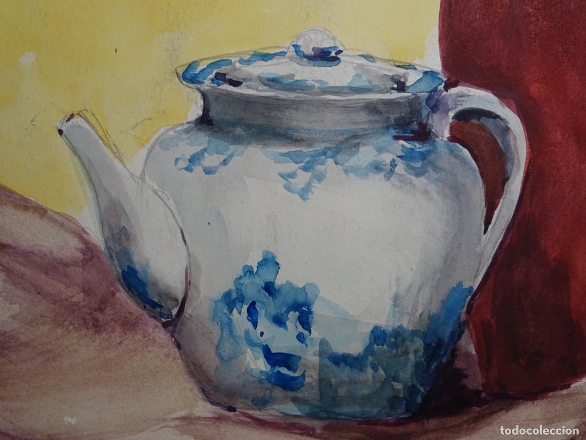 Arte: GRAN ACUARELA AN&Oacute;NIMA. BODEGON. 50x42 CM. - Foto 4
