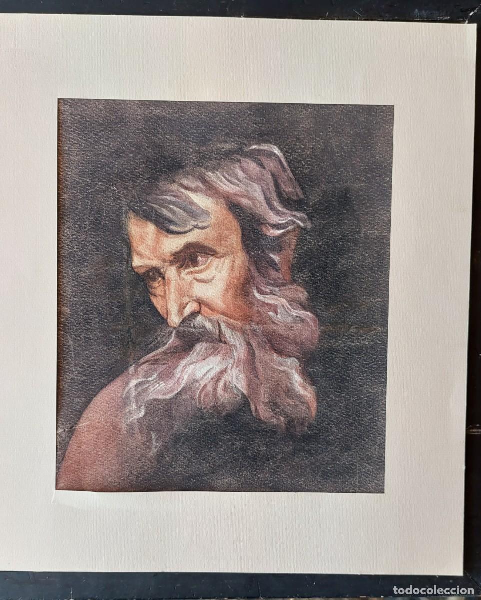 Arte: An&oacute;nimo Cabeza de Ap&oacute;stol.Acuarela - Foto 1
