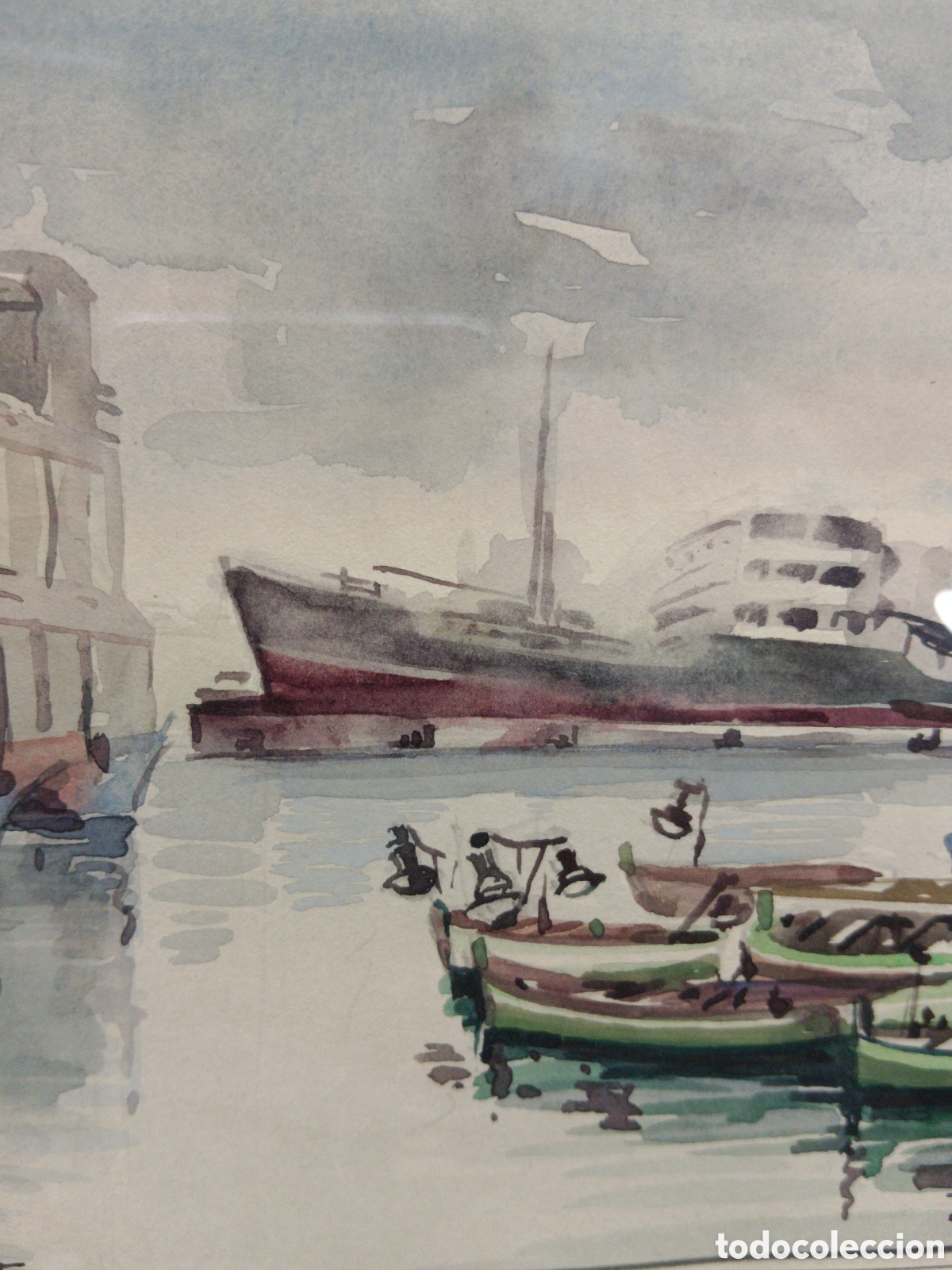 Arte: Puig, Acuarela del Puerto, firmado abajo izquierda