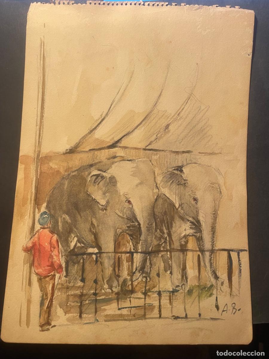 Art: ANGUEL BAYONA CORCUERA - PERTENECIENTE AL ESTUDIO GOYA A&Ntilde;OS 50 , ZARAGOZA ACURELA CIRCO FIRMADA A.B.