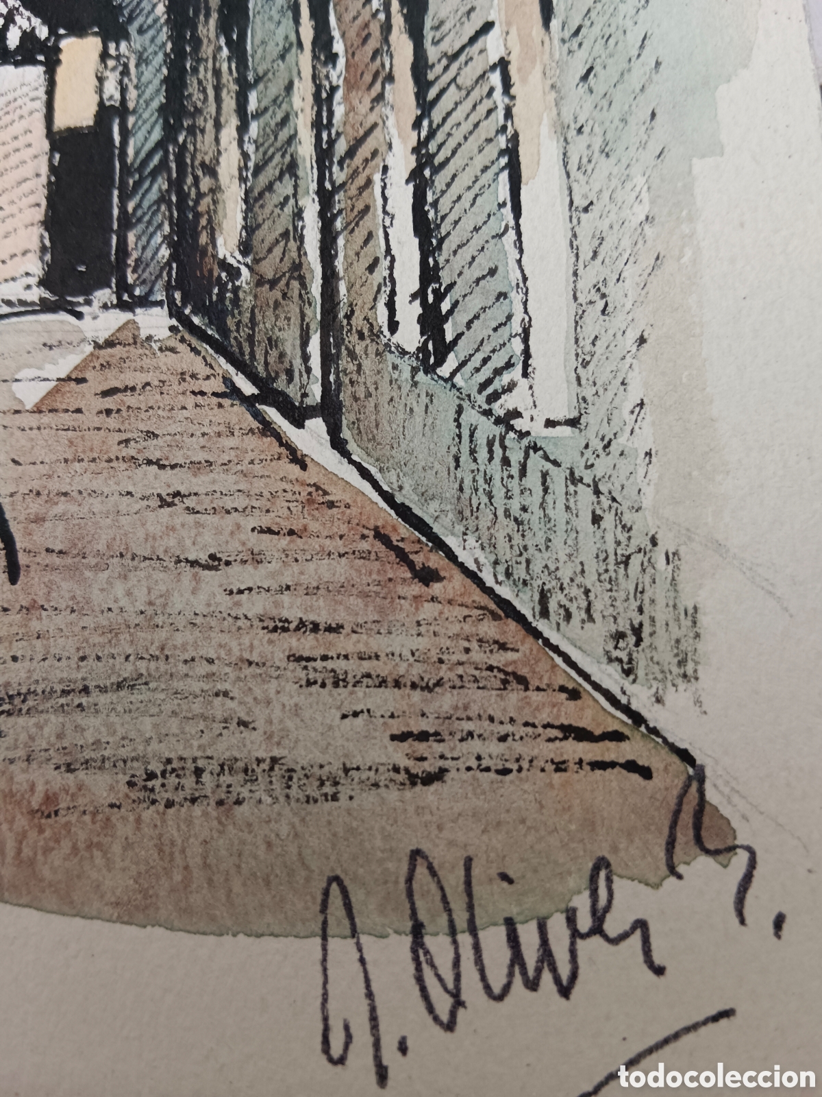 Arte: A.Oliver, B. acuarela, con dedicatoria a Martorell - Foto 4
