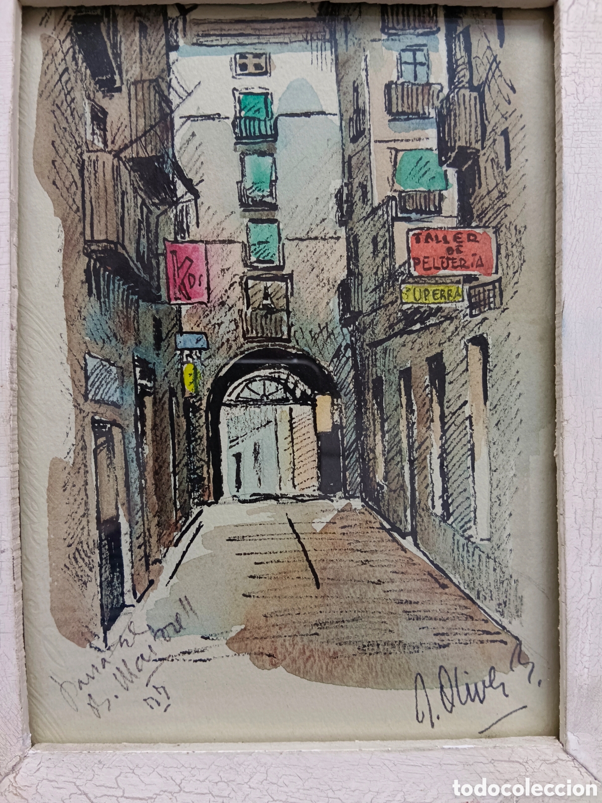 Arte: A.Oliver, B. acuarela, con dedicatoria a Martorell - Foto 1