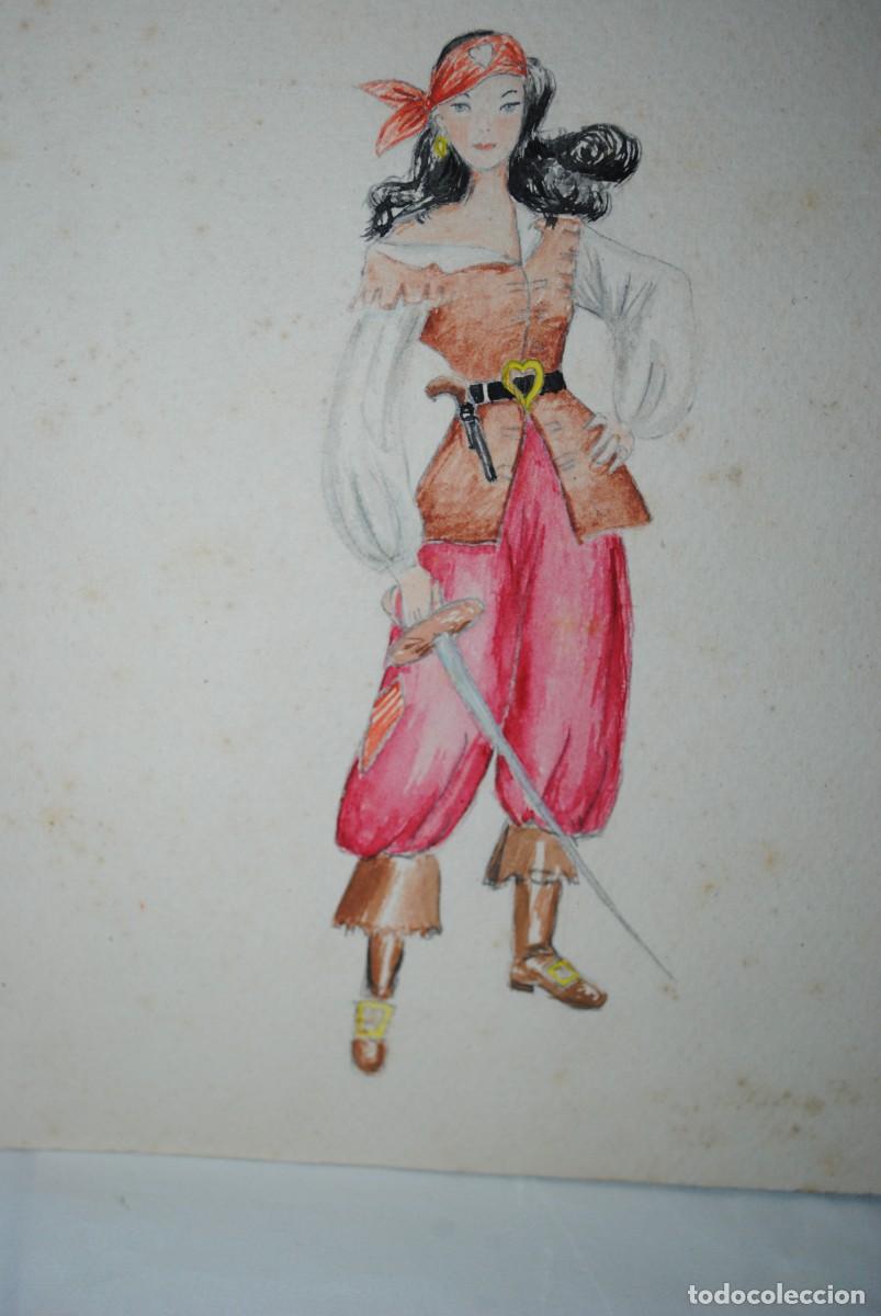 Arte: BOCETO PARA TRAJES DE CARNAVAL , ACUARELAS . - Foto 2