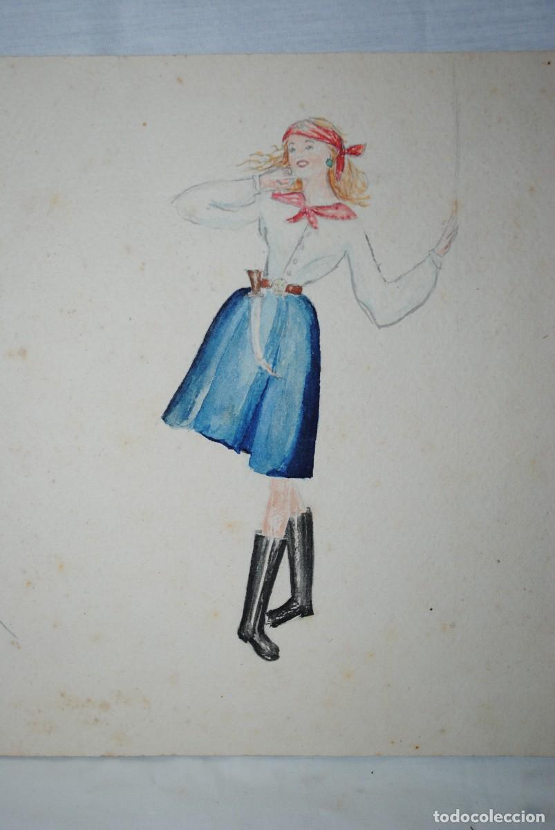 Arte: BOCETO PARA TRAJES DE CARNAVAL , ACUARELAS . - Foto 3