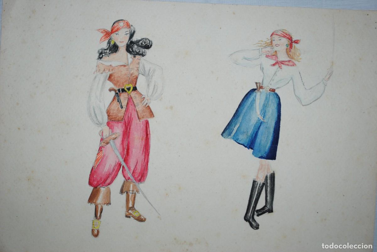 Arte: BOCETO PARA TRAJES DE CARNAVAL , ACUARELAS . - Foto 4