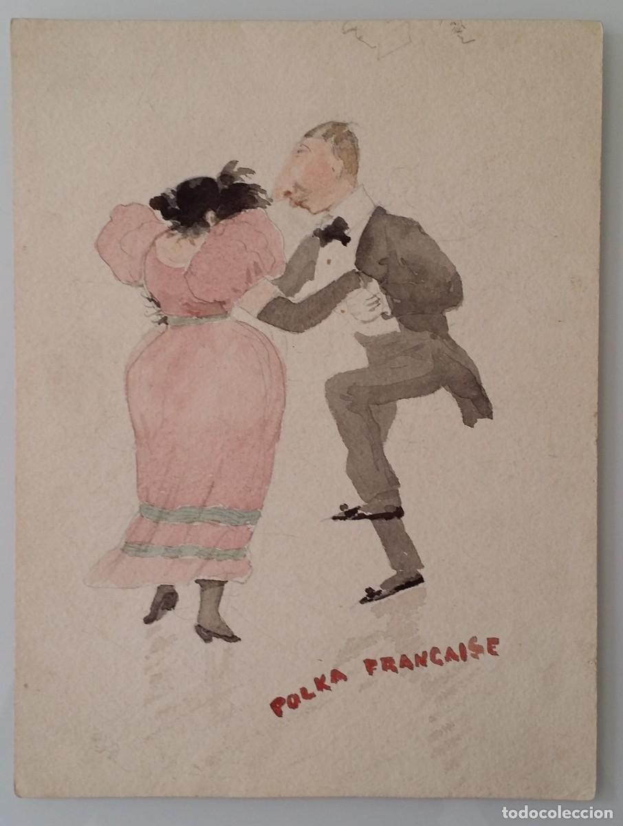 Arte: POLCA francesa. Acuarela de 1880. - Foto 1