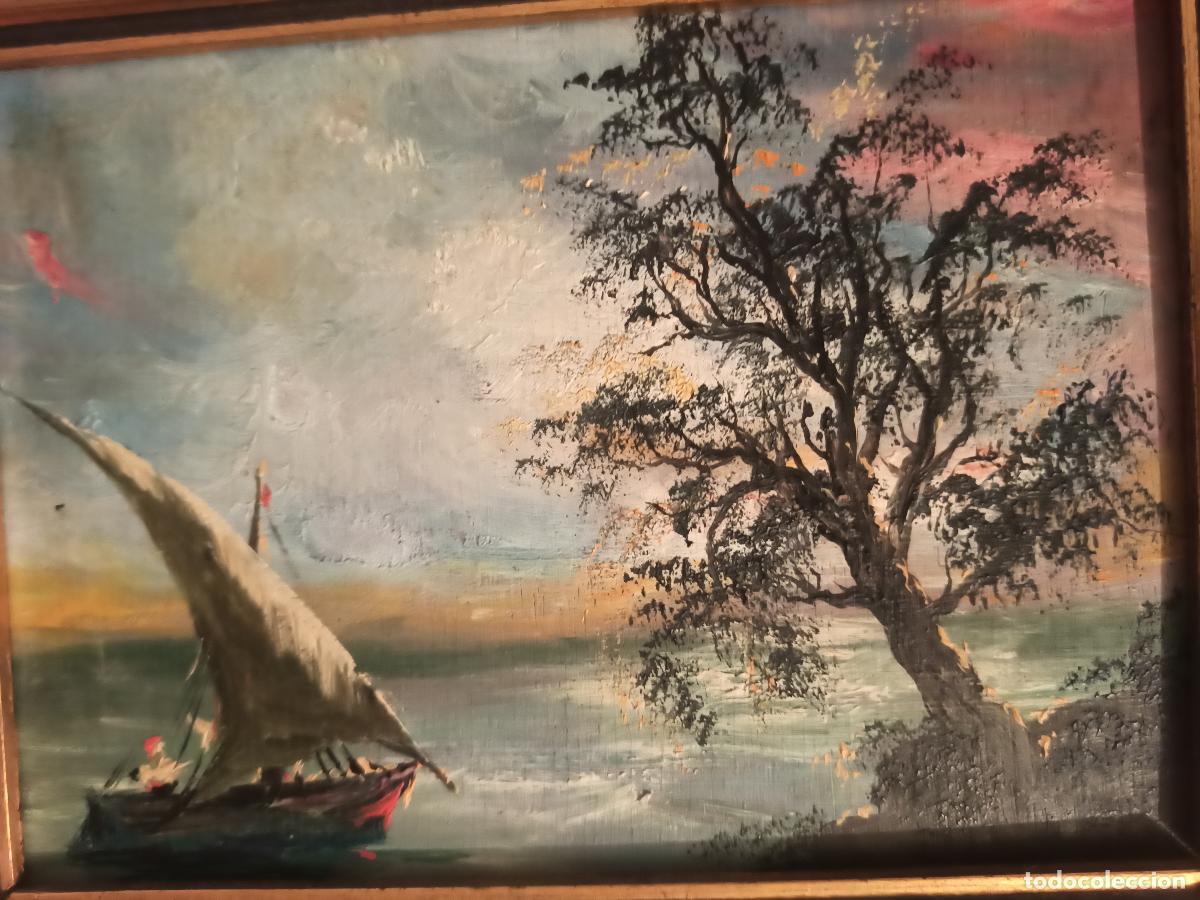 Arte: CUADRO OLEO SOBRE TABLA PAISAJE - Foto 3