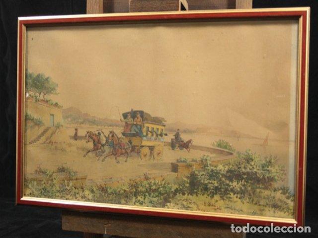 Arte: Aquarelle &Eacute;mile Henry la diligence - Foto 2