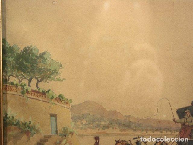 Arte: Aquarelle &Eacute;mile Henry la diligence - Foto 3