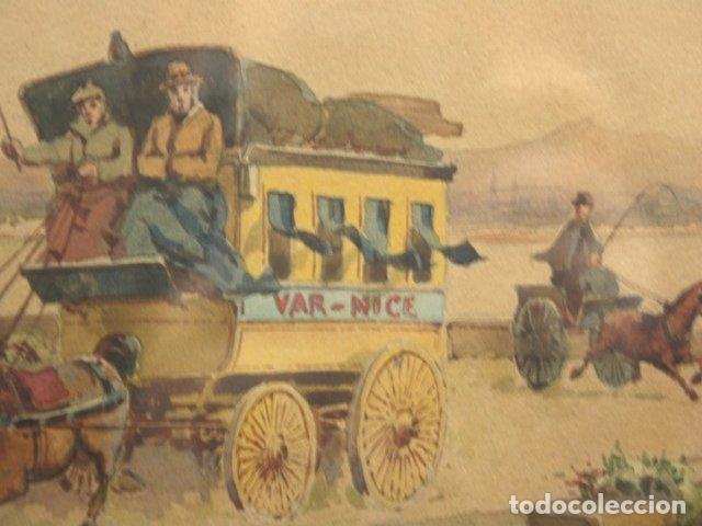 Arte: Aquarelle &Eacute;mile Henry la diligence - Foto 5
