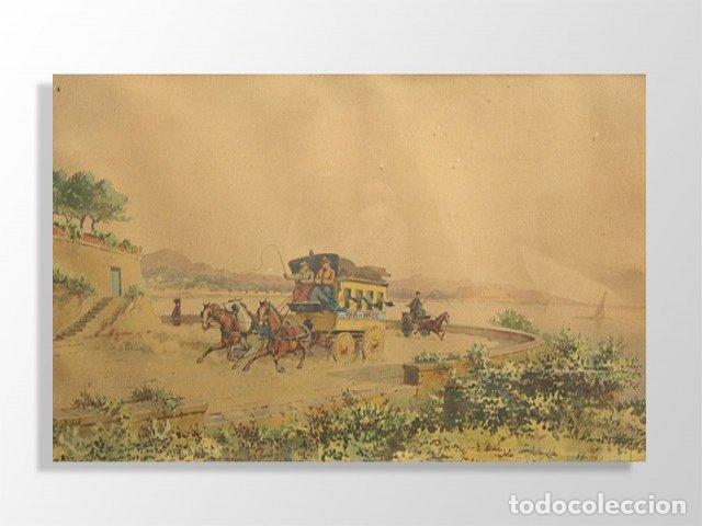 Arte: Aquarelle &Eacute;mile Henry la diligence - Foto 1