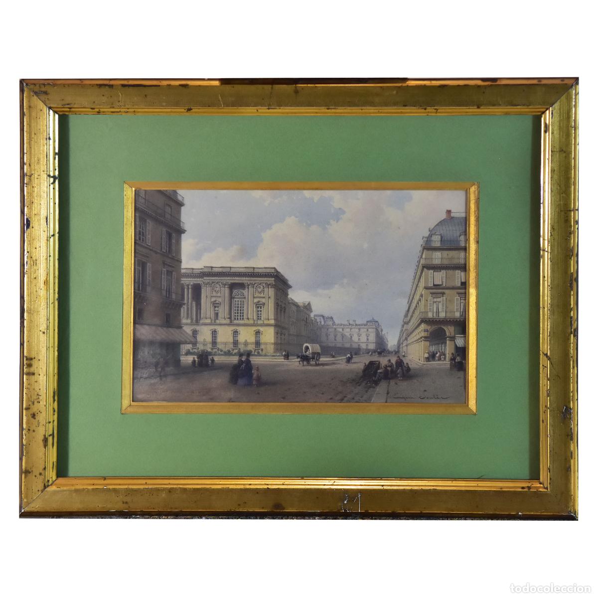 Kunst: Dessin aquarelle les Grands boulevards de Paris par Eug&egrave;ne Soulier