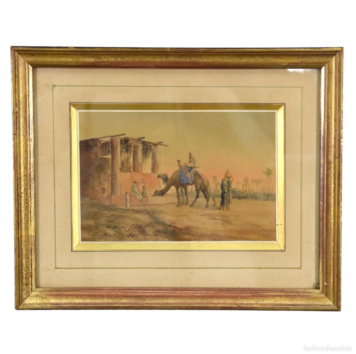 Arte: Dessin aquarelle orientaliste par Louis Aimable Crapelet