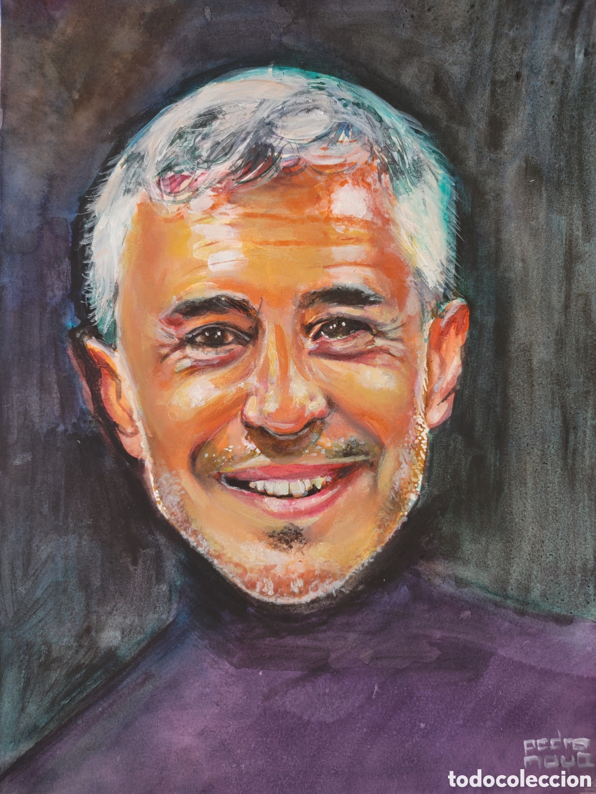 Arte: Sergio Dalma. Retrato a la acuarela - Foto 1