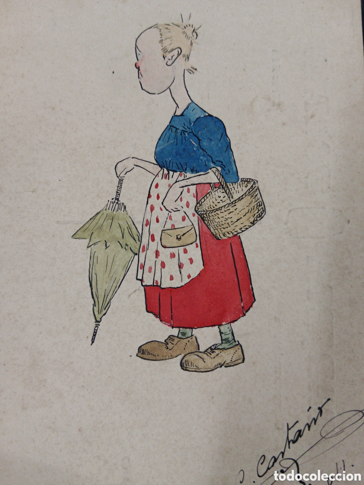 Arte: C. Casta&ntilde;o dibujo Tinta y acuarela 1911