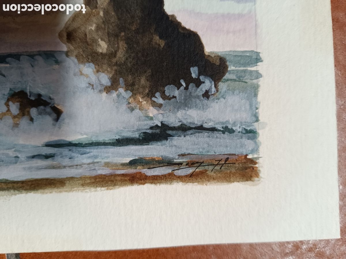 Arte: Acuarela marina olas rompiendo - Foto 2