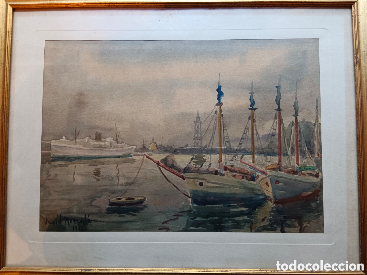 Art: David Mercad&eacute;, acuarela marina firmada 1951