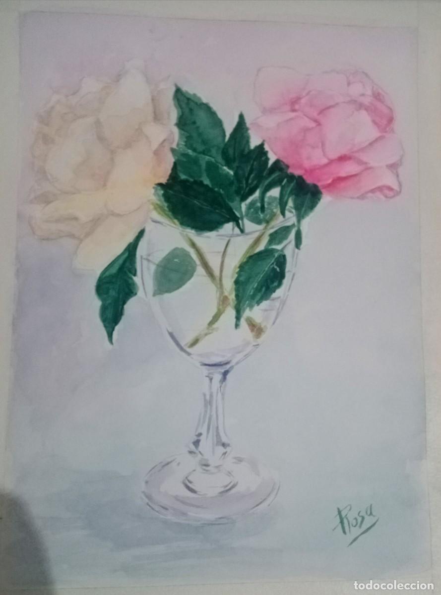 Arte: Copa con rosas en acuarela - Foto 1