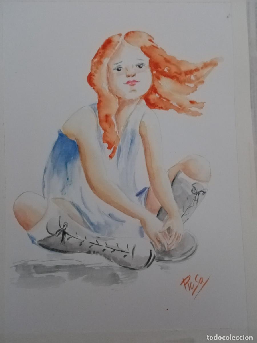 Arte: Ni&ntilde;a pelirroja, acuarela - Foto 1