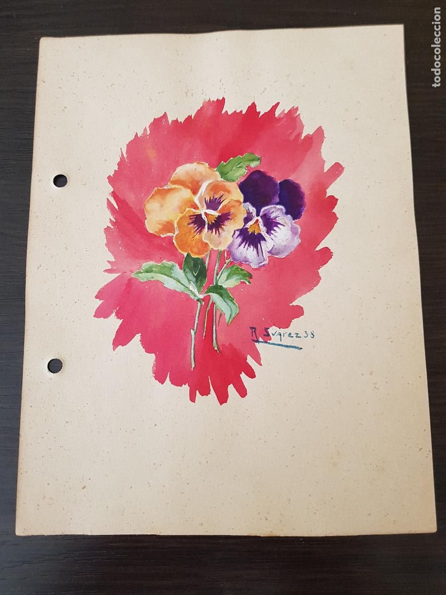 Kunst: FLORES FIRMADO R. SUAREZ 1938