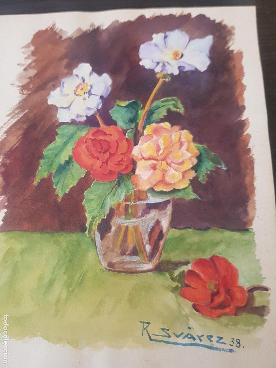 Kunst: ACURELA BODEGON FIRMADO R.SUAREZ 1938