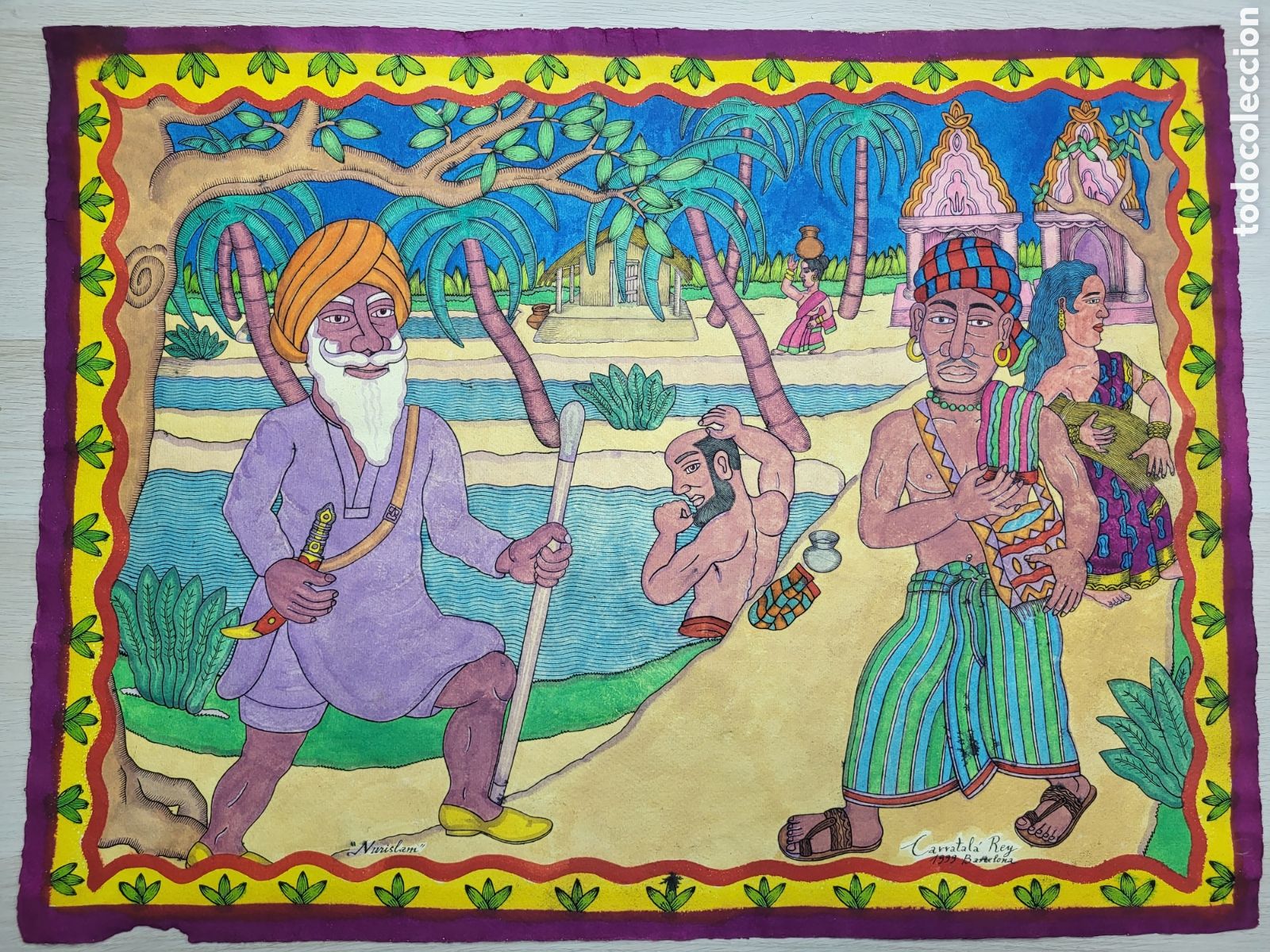 Kunst: ERNESTO CARRATALA REY .NURISLAM . 1999. ACUARELA Y ROTULADOR SOBRE CARTULINA