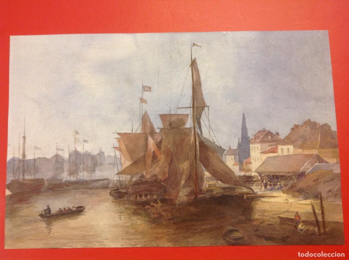 Arte: An&oacute;nimo. El puerto con barcos. - Foto 1
