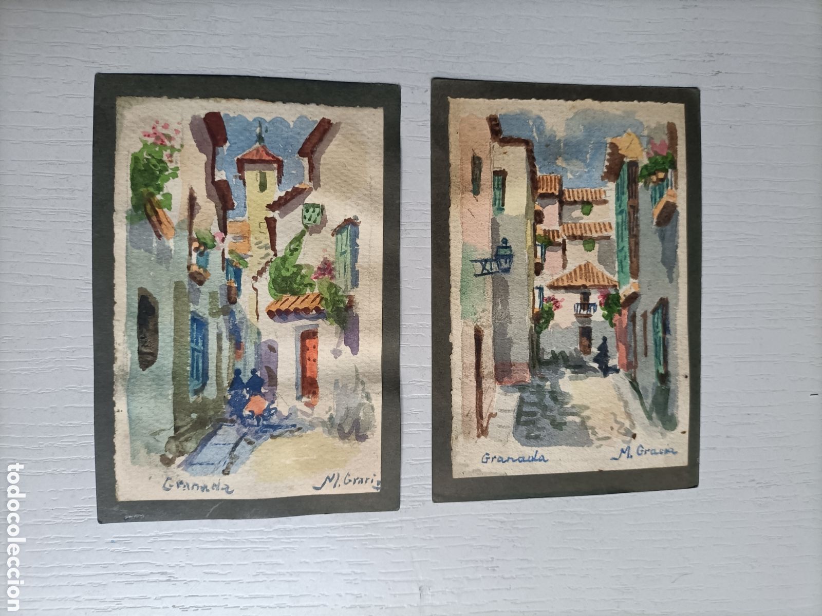 Arte: 2 peque&ntilde;as acuarelas de Granada