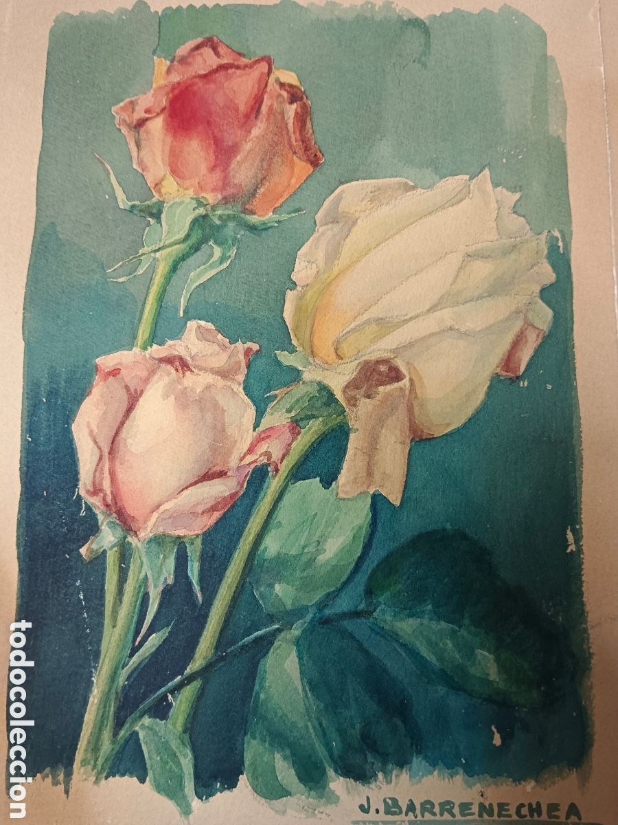 Arte: Josep Barrenechea Tubilla (1908-1991) acuarela y dedicatoria a Marina de Castarlenas