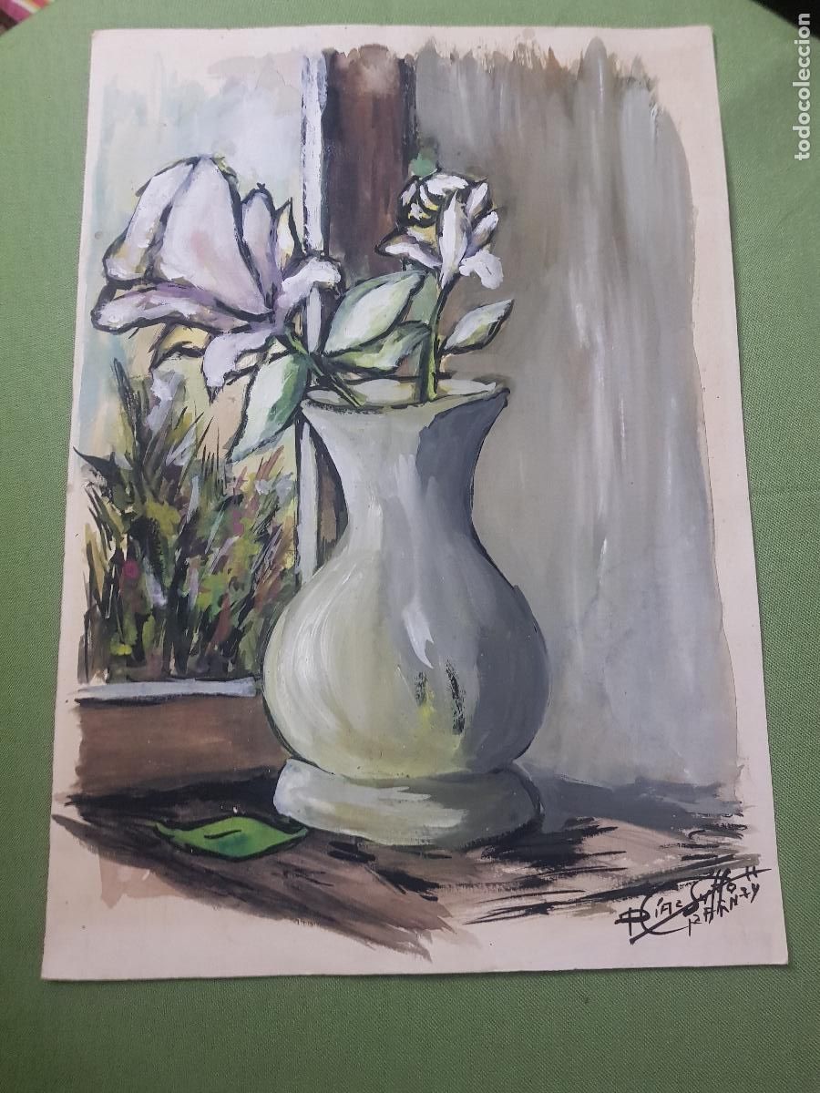 Kunst: JARRON CON FLORES ,A IDENTIFICAR FIRMA