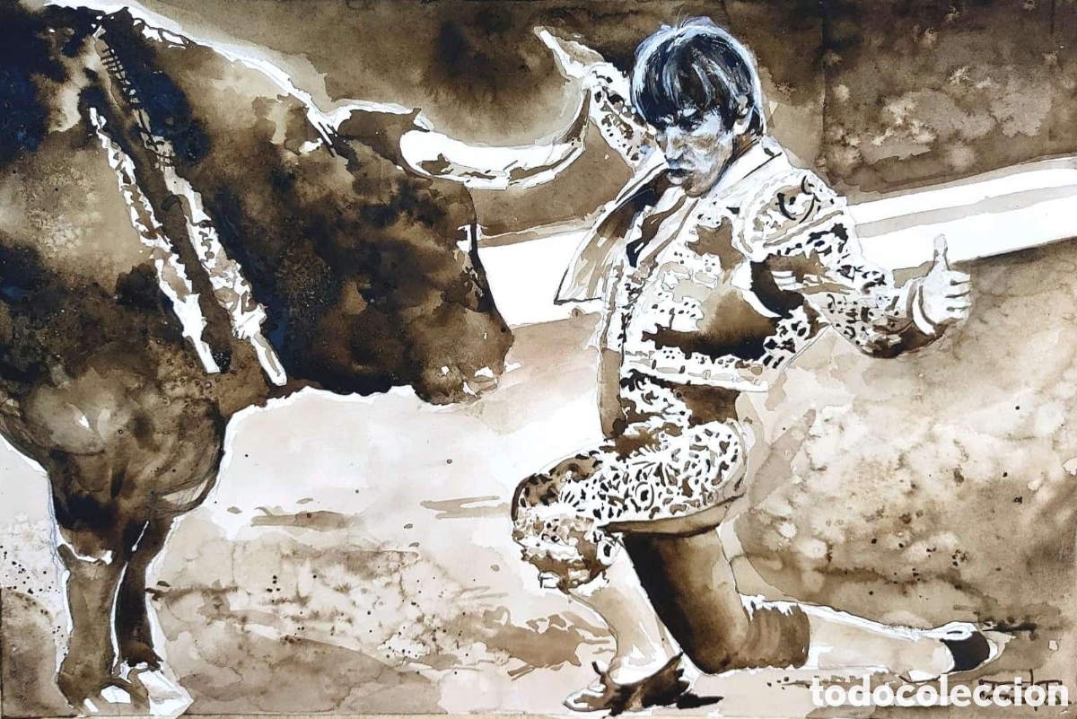 Arte: Escena de toros. Acuarela - Foto 1