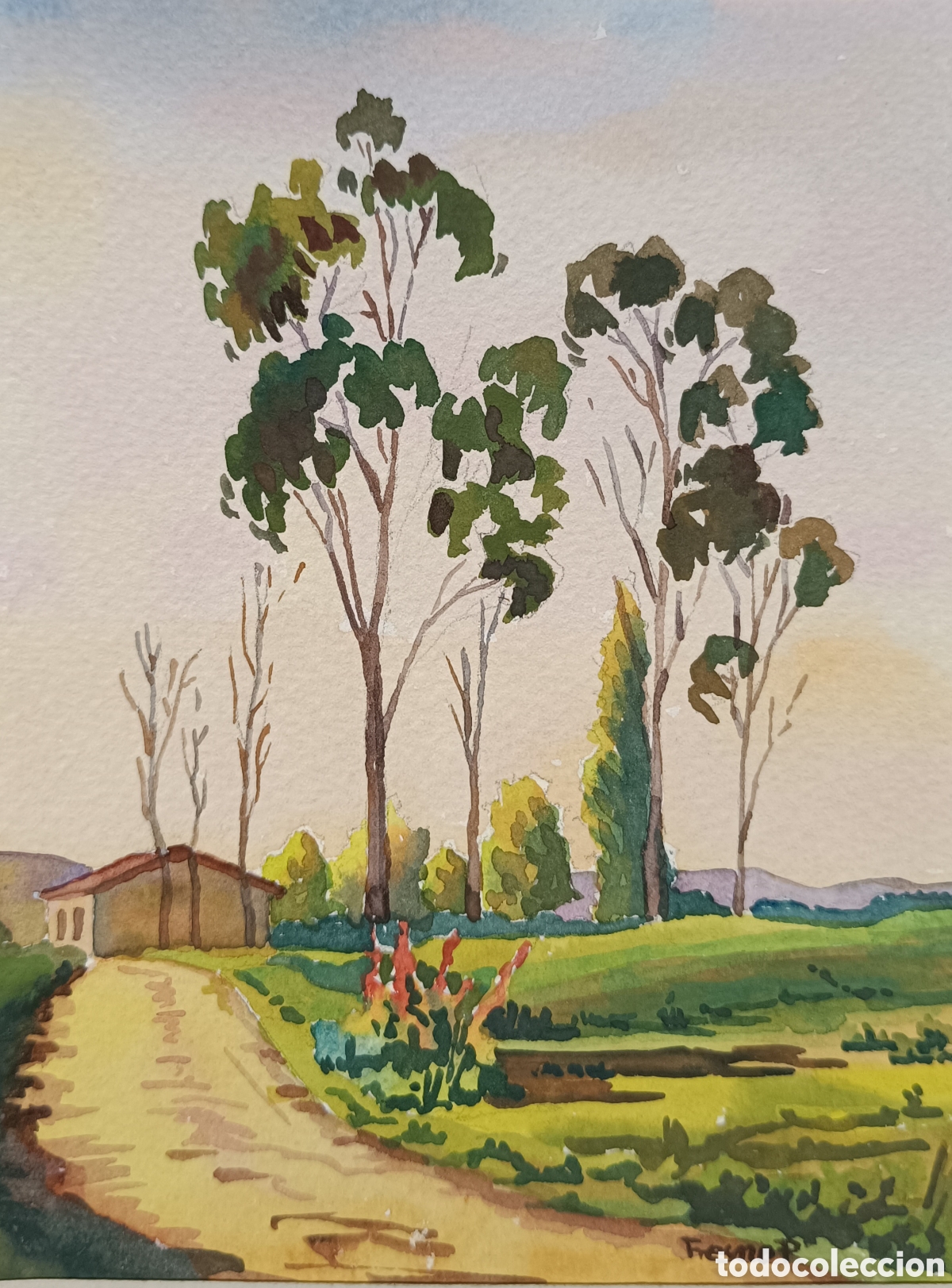 Art: Acuarela &aacute;rboles paisaje de Asturias por Fresno Pereiras