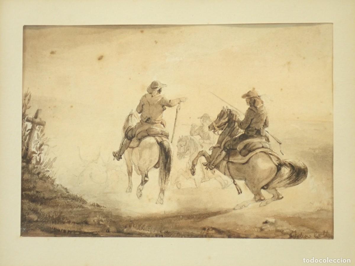 Arte: VAQUEROS A CABALLO - ACUARELA - Foto 2