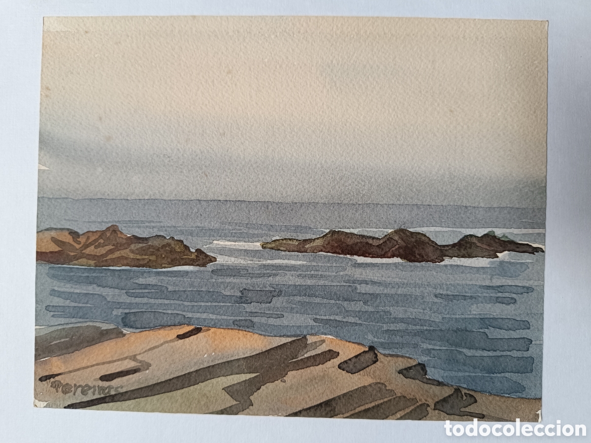 Art: Acuarela marina rocas en la costa de Asturias por Fresno Pereiras