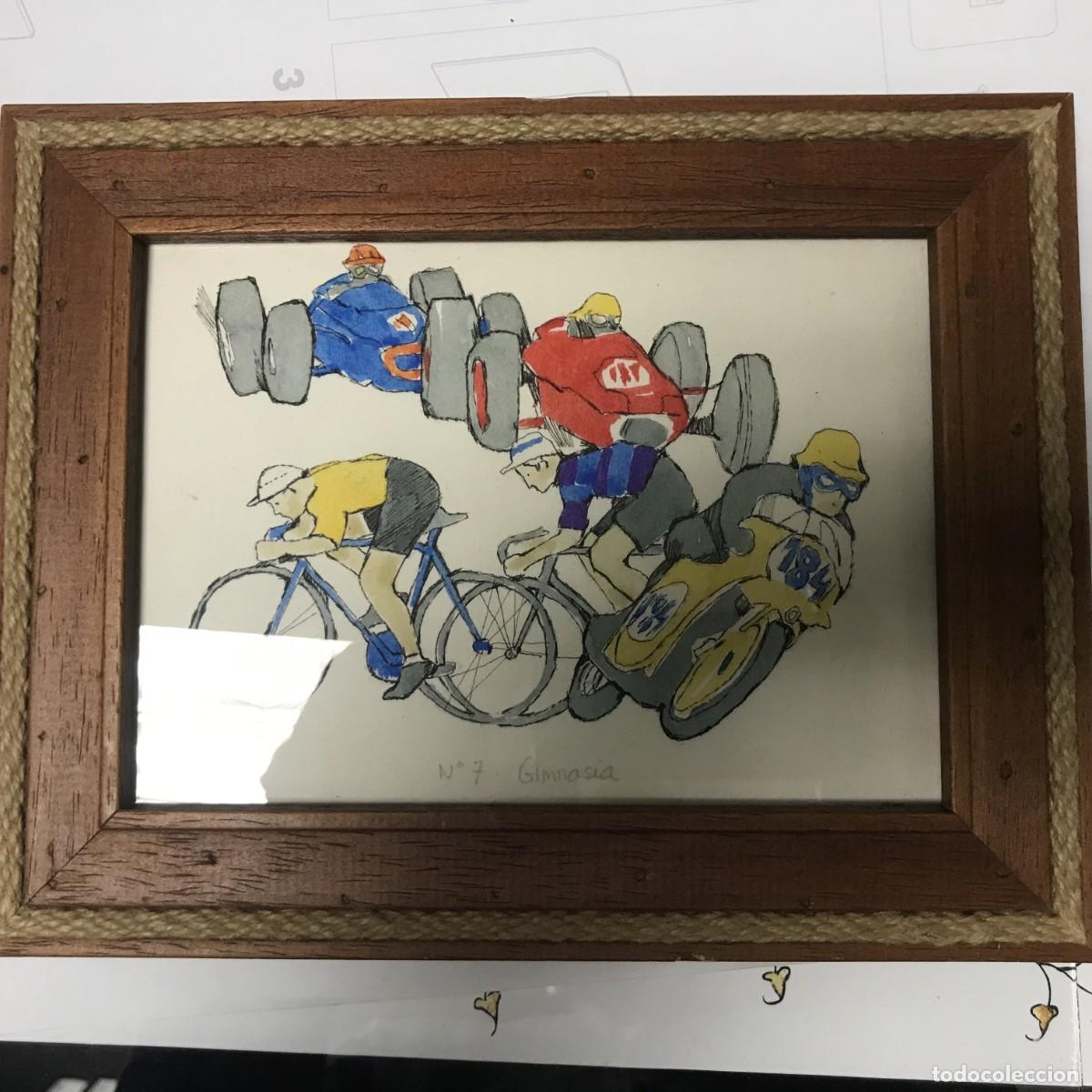 Arte: Ciclistas. Boada, Pedro, ilustraci&oacute;n original 1972 - Foto 1