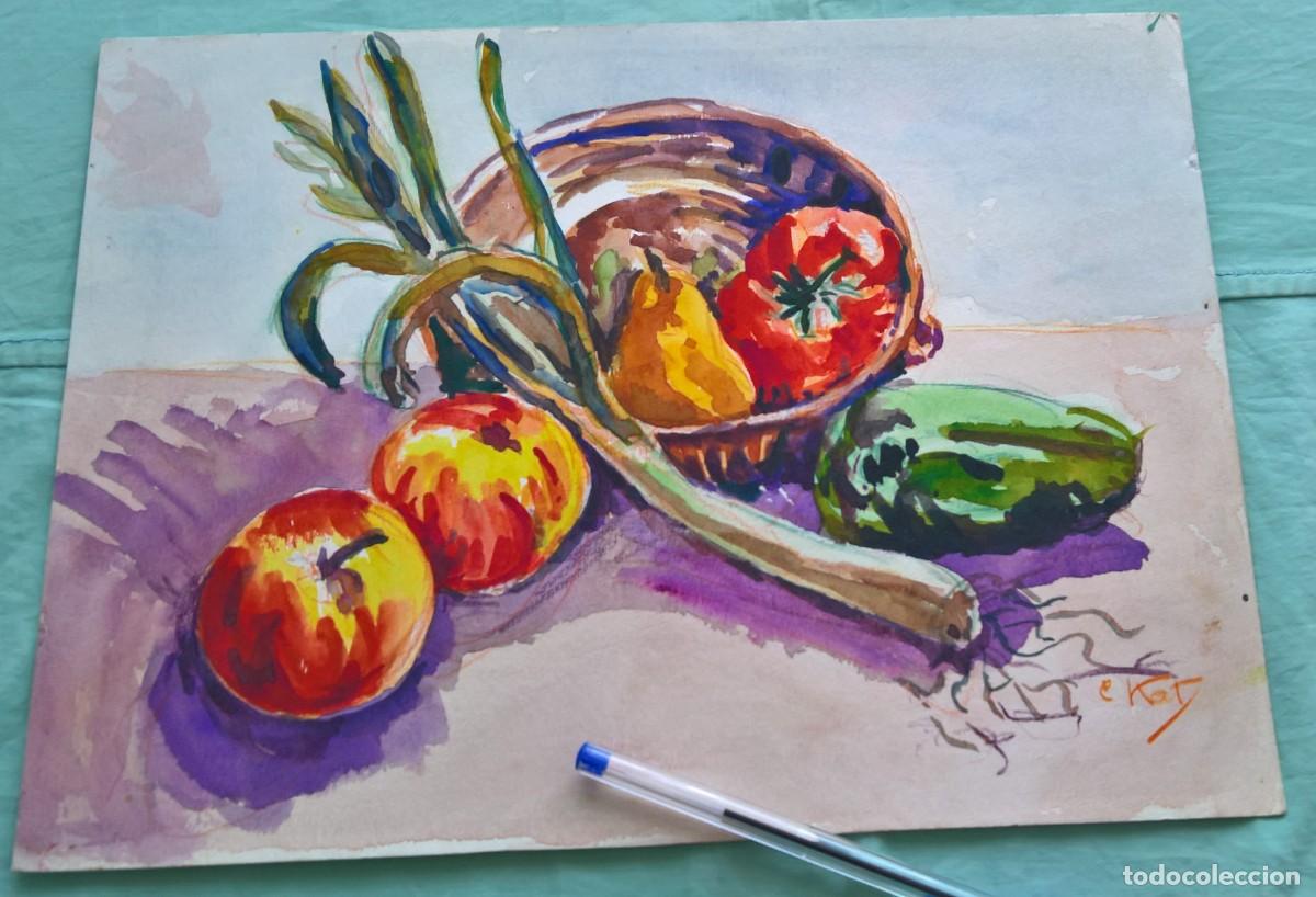 Arte: Frutas, hortalizas..Acuarela..22 x 31,50 ctms