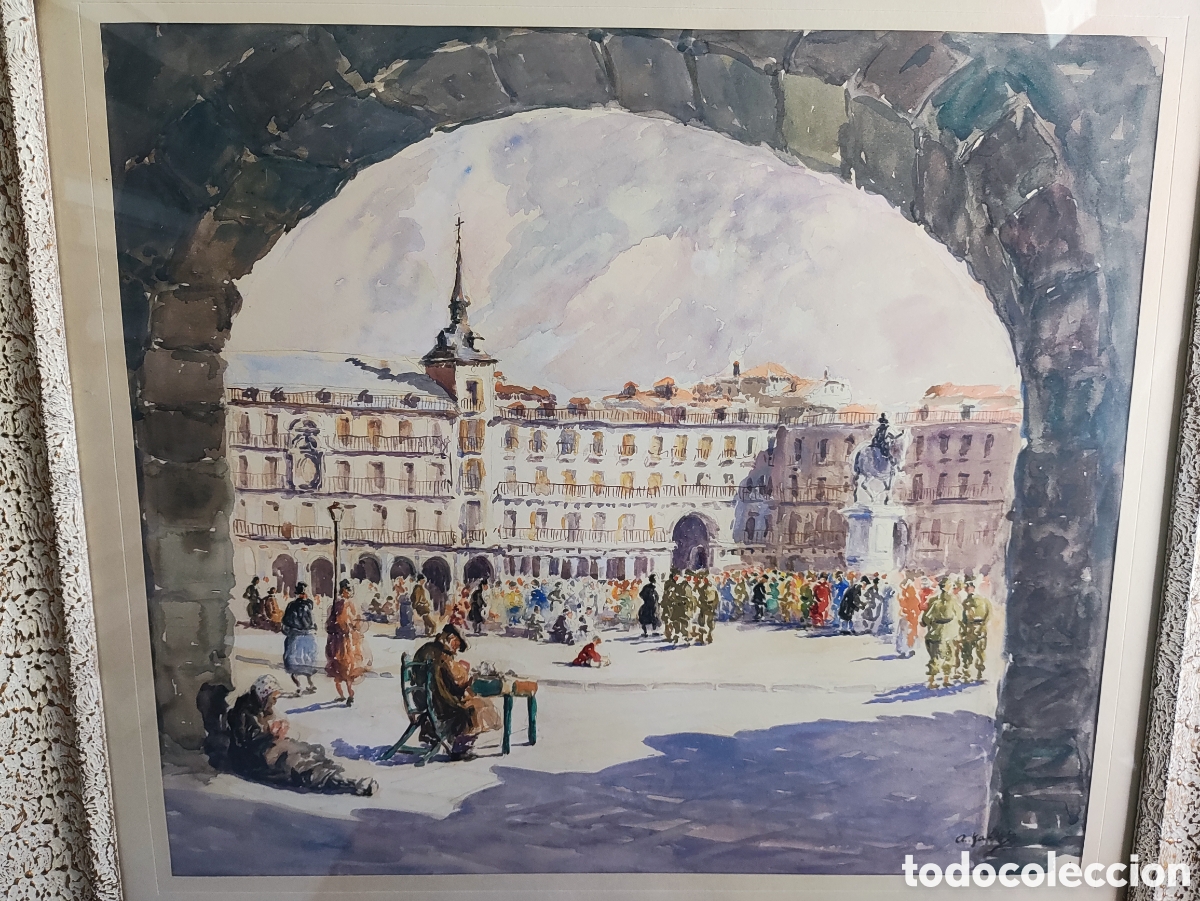 Arte: PLAZA MAYOR DE MADRID. ACUARELA - Foto 2